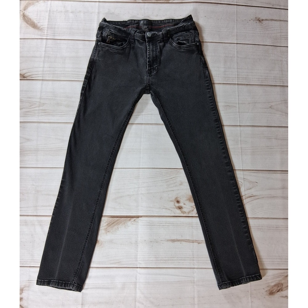 Steve's Jeans Skinny Zip Pocket Black Men's 32x32 Stretch Riveted Faded Denim